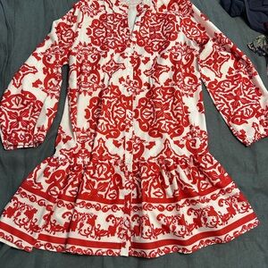 Red and White Patterned Dress